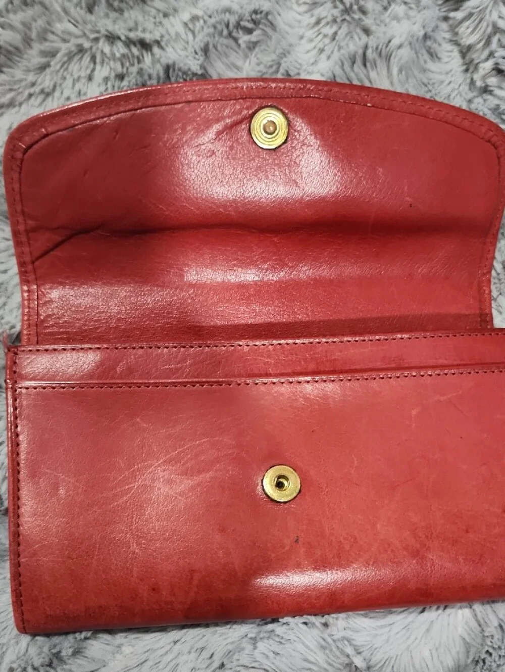 Coach Red Leather Card Wallet with Zippered Pocket
